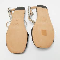 Pre Owned Chloe Multicolor Lizard Embossed and Croc Embossed Leather Ankle Strap Flats Size 38.5