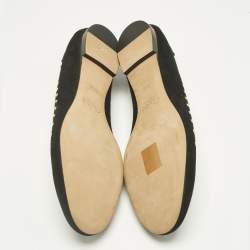 Pre Owned Chloe Black Suede Studded Scalloped Ballet Flats Size 38.5