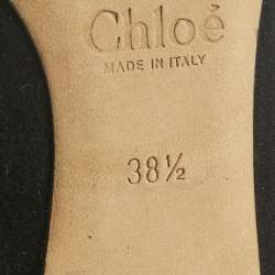 Pre Owned Chloe Black Suede Studded Scalloped Ballet Flats Size 38.5