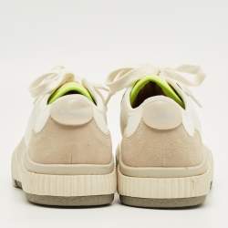 مملوكة مسبقًا حذاء رياضي كلوي كلينت قماش جلدي بيج وأبيض بعنق منخفض مقاس 35