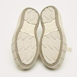 مملوكة مسبقًا حذاء رياضي كلوي كلينت قماش جلدي بيج وأبيض بعنق منخفض مقاس 35