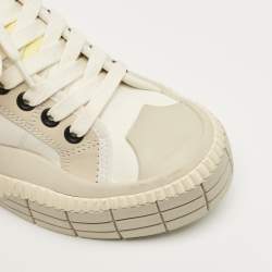 مملوكة مسبقًا حذاء رياضي كلوي كلينت قماش جلدي بيج وأبيض بعنق منخفض مقاس 35