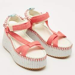 Pre Owned Chloe Nama Size 38 Multicolor Fabric Wedge Sandals