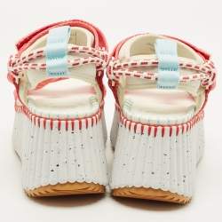 Pre Owned Chloe Nama Size 38 Multicolor Fabric Wedge Sandals
