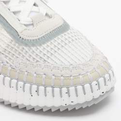 Pre Owned Chloé Nama Size 39 Grey Knit Fabric and Suede Low Top Sneakers