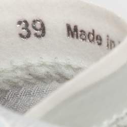 Pre Owned Chloé Nama Size 39 Grey Knit Fabric and Suede Low Top Sneakers