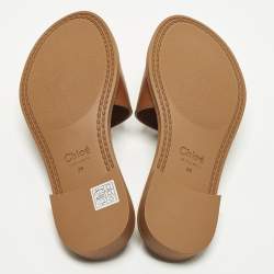 Pre Owned Chloe Marcie Size 38 Brown Leather Flat Slides