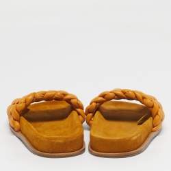 مملوكة مسبقًا Chloe Kacey Size 36 Brown Woven Leather Flat Sandals