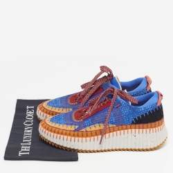 Pre Owned حذاء رياضي كلوي نما قماش محبوك متعدد الألوان وسويدي بأربطة مقاس 39