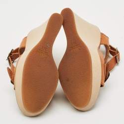 مملوكة مسبقًا Chloé Size 39.5 Brown Leather Wedge Sandals