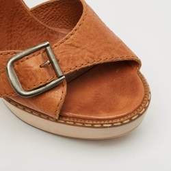 مملوكة مسبقًا Chloé Size 39.5 Brown Leather Wedge Sandals