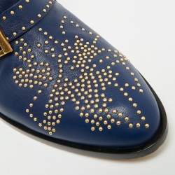 مملوكة مسبقًا Chloe Susanna Size 39.5 Navy Blue Leather Ankle Length Boots