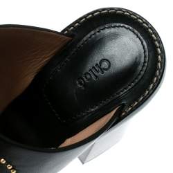 Pre Owned Chloe Black Leather Studded Sandals Size 36