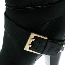 Pre Owned Chloe Black Leather Knee High Boots Size 38