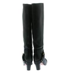 Pre Owned Chloe Black Leather Knee High Boots Size 38