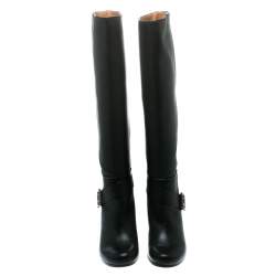 Pre Owned Chloe Black Leather Knee High Boots Size 38