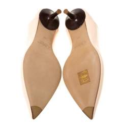 Pre Owned Chloe Light Peach Scalloped Leather Pointy Lauren Pumps Size 36