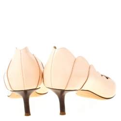 Pre Owned Chloe Light Peach Scalloped Leather Pointy Lauren Pumps Size 36