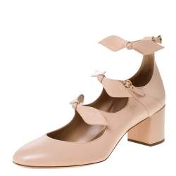 Pre Owned Chloe Beige Leather Bow Strap Sandals Size 41