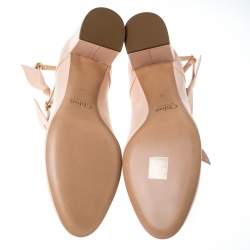 Pre Owned Chloe Beige Leather Bow Strap Sandals Size 41