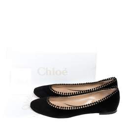 Pre Owned Chloe Black Suede Ballet Flats Size 39.5