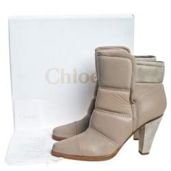 Pre Owned Chloe Beige Soft Leather Ankle Boots Size 40