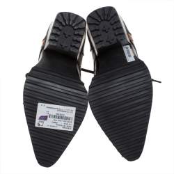 Pre Owned Chloé Black Leather Rylee Rubber Cap Toe Lace Up Ankle Boots Size 37.5