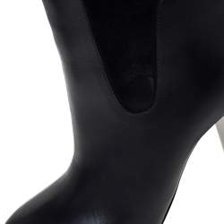 Pre Owned Chloe Black Leather Block Heel Ankle Boots Size 36