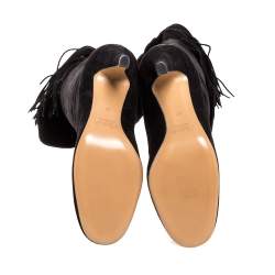 Pre Owned Chloe Black Suede Leather Over The Knee Boots Size 37