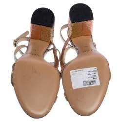 Pre Owned Chloe Metallic Multicolor Crackled Leather Ankle Strap Sandals Size 39