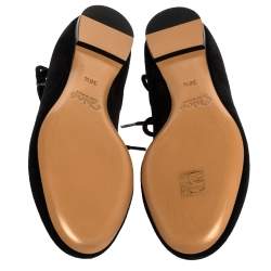 Pre Owned Chloe Black Suede Foster Lace-up Ballet Flats Size 36.5