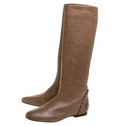 مملوكة مسبقًا Chloe Brown Leather Knee Length Boots Size 40