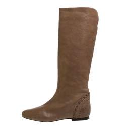 مملوكة مسبقًا Chloe Brown Leather Knee Length Boots Size 40