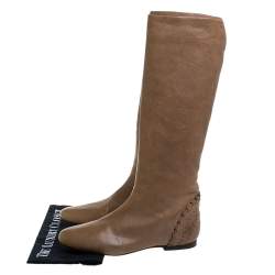 مملوكة مسبقًا Chloe Brown Leather Knee Length Boots Size 40