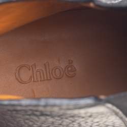 Pre Owned Chloe Black Leather Studded Ankle Boots Size 40