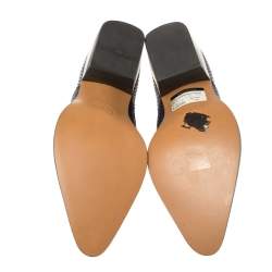 Pre Owned Chloe Blue Snake Embossed Leather Block Heel Ankle Booties Size 37