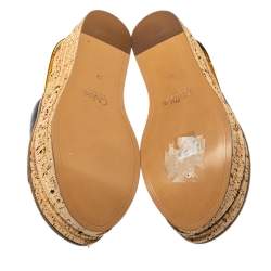 Pre Owned Chloé Black Leather Wedge Mules Sandals Size 38