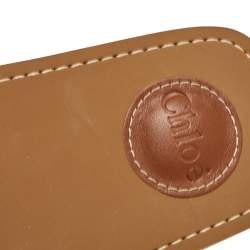 Pre Owned Chloe Pink Fabric Woody Logo Flat Slides Size 38