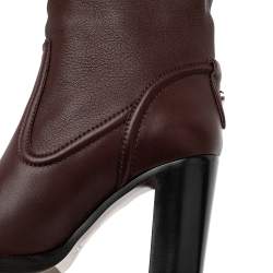 مملوكة مسبقًا Chloe Burgundy Leather Emma Over The Knee Boots Size 38