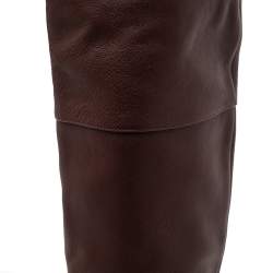 مملوكة مسبقًا Chloe Burgundy Leather Emma Over The Knee Boots Size 38