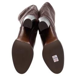 مملوكة مسبقًا Chloe Burgundy Leather Emma Over The Knee Boots Size 38