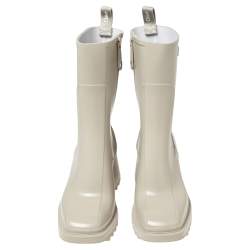 Pre Owned Chloe Grey Rubber Block Heel Mid Calf Boots Size 40