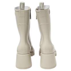 Pre Owned Chloe Grey Rubber Block Heel Mid Calf Boots Size 40