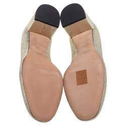 Pre Owned Chloe Gold Leather Lauren Scallop Trim Block Heel Pumps Size 38.5