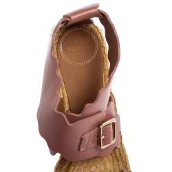 Chloe Pink Scalloped Leather Lauren Espadrille Wedge Sandals Size 39