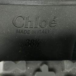 Pre Owned Chloe Black Leather And Woven Fabric Rylee Ankle Boots Size 38.5