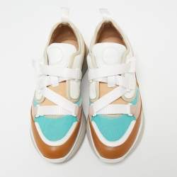Pre Owned Chloe Multicolor Leather, Mesh and Suede Sonnie Low-Top Sneakers Size 37