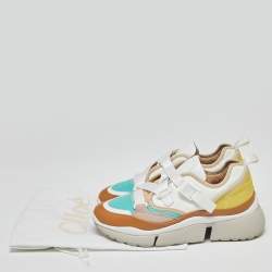 Pre Owned Chloe Multicolor Leather, Mesh and Suede Sonnie Low-Top Sneakers Size 37
