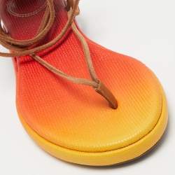 Chloe Multicolor Lizard Embossed Leather Thong Flat Ankle Wrap Sandals Size 36