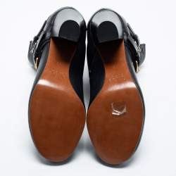 Pre Owned Chloe Black Leather Mid-Calf Buckle Boots Size 39